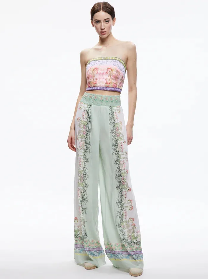 Alice & Olivia Alabama smocked palazzo pant- floral fest