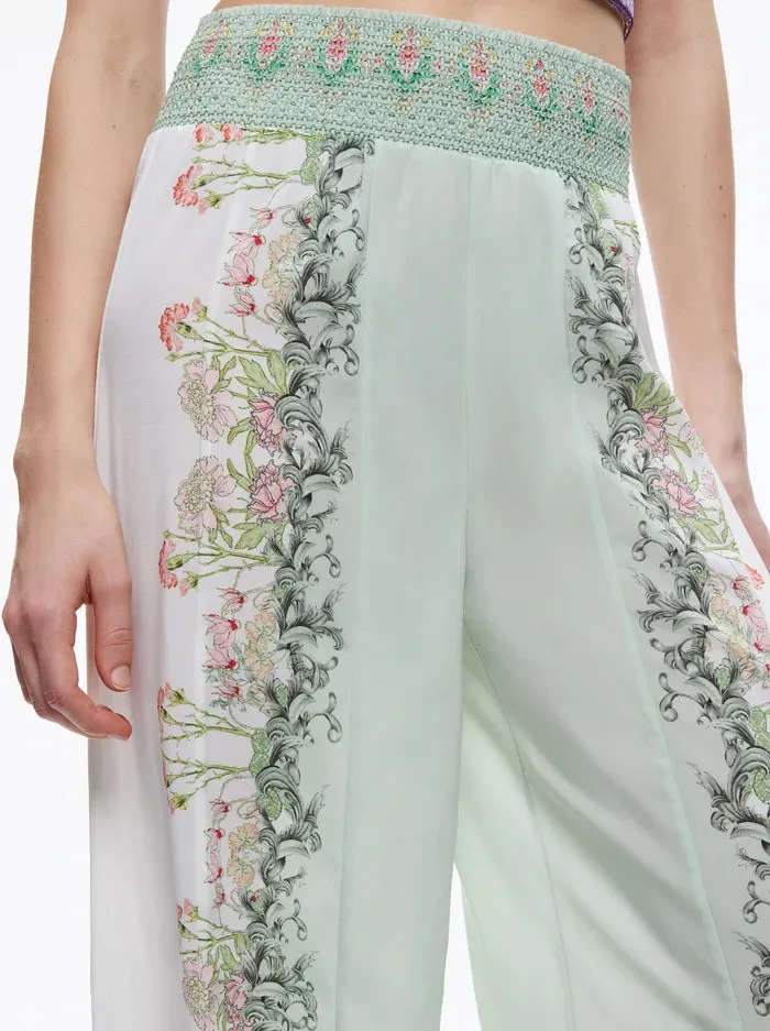 Alice & Olivia Alabama smocked palazzo pant- floral fest