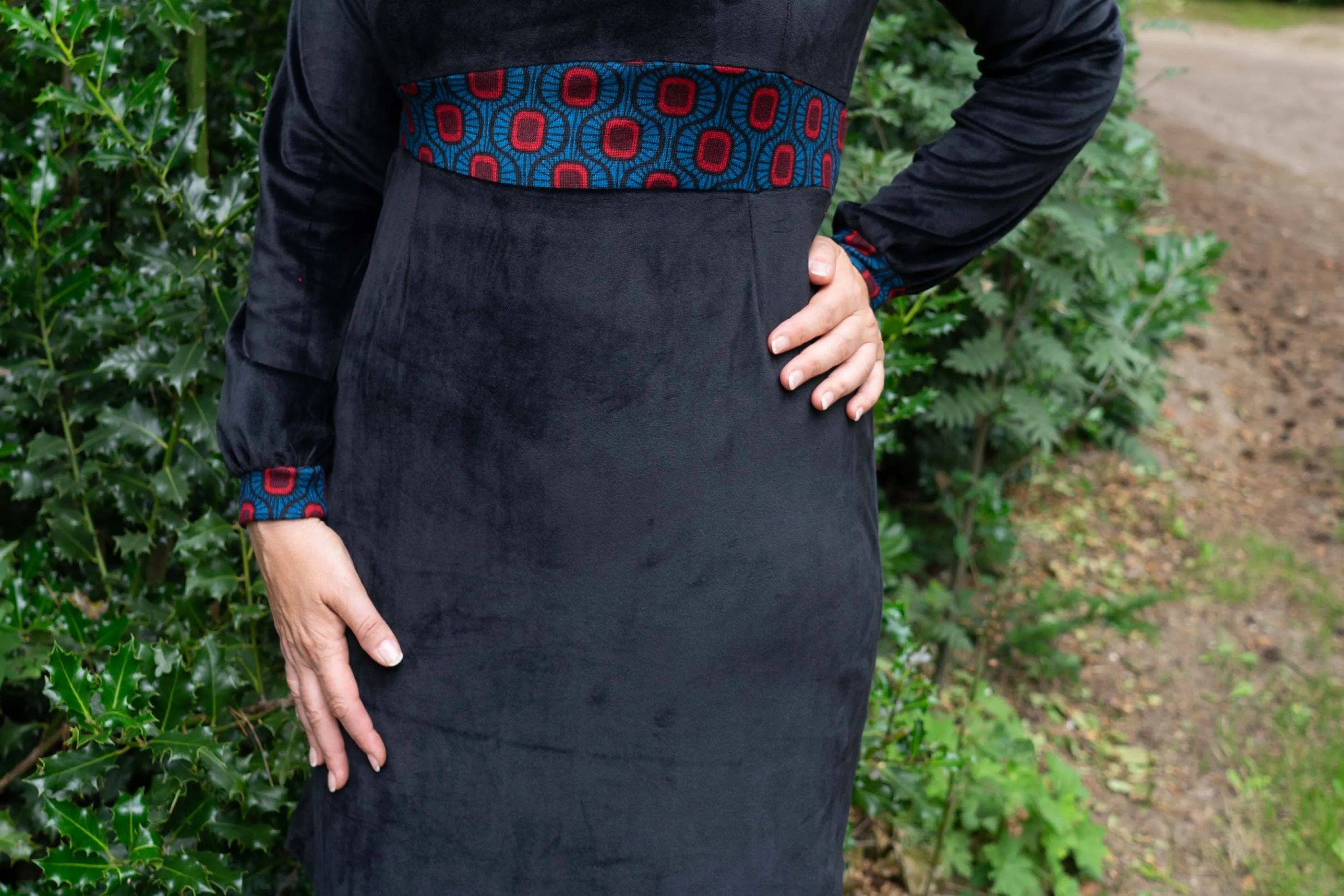 Bibi winter dress velours black/ petrol