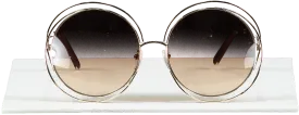 Chloé Metallic Gold Carlina Oversized Round Sunglasses