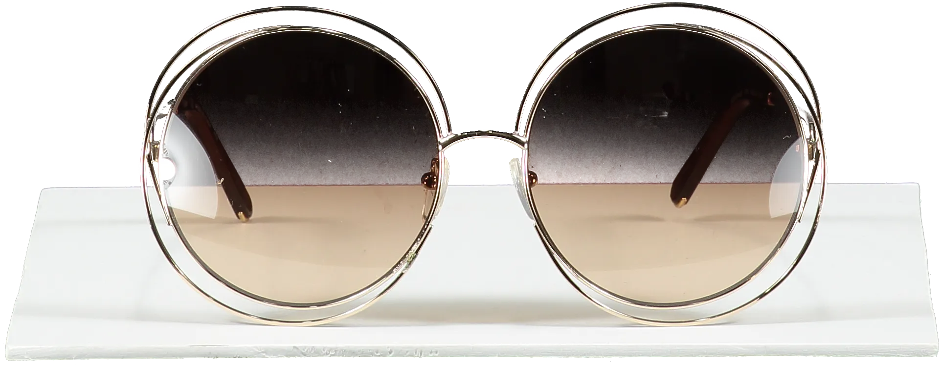 Chloé Metallic Gold Carlina Oversized Round Sunglasses