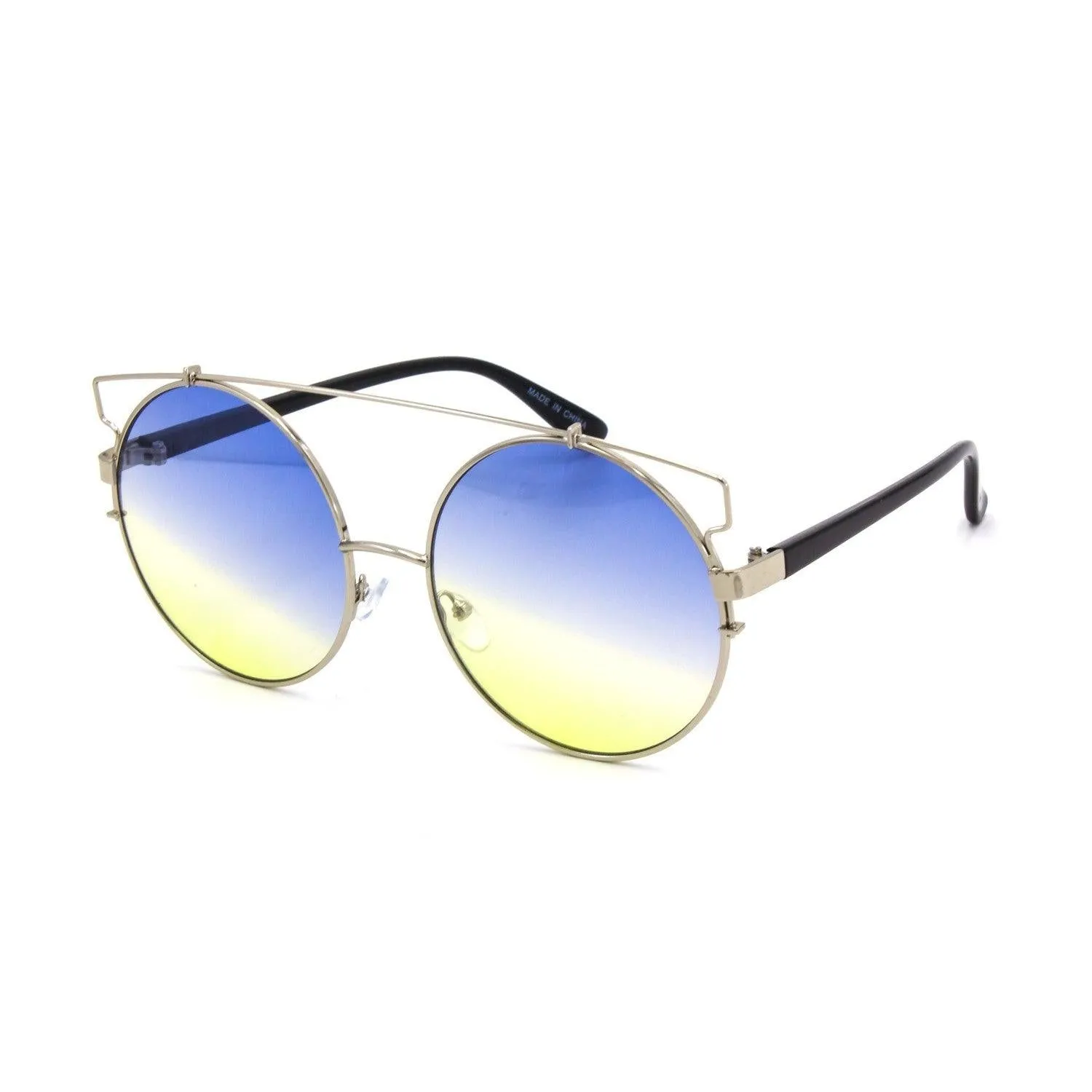 Fashion Round Sunglasses with Metal Bar