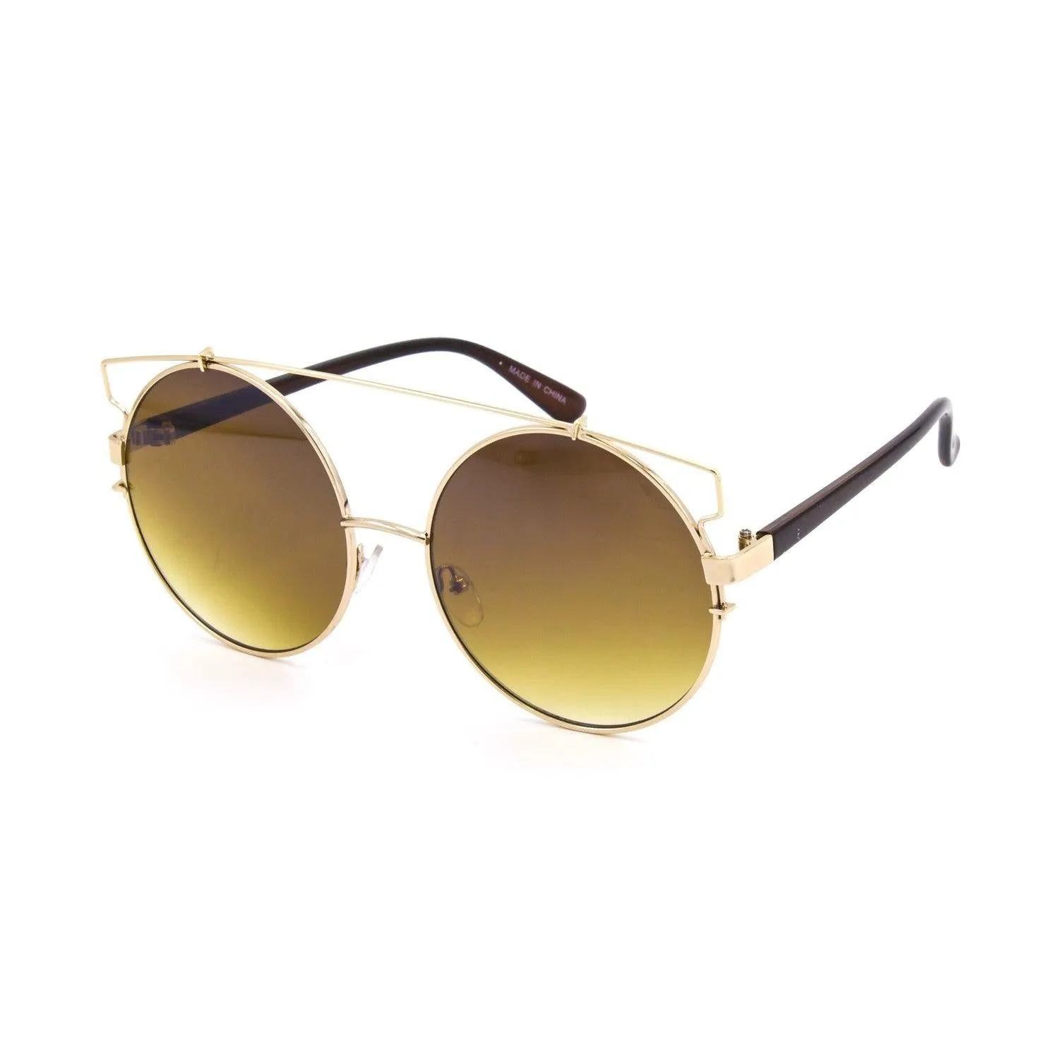 Fashion Round Sunglasses with Metal Bar