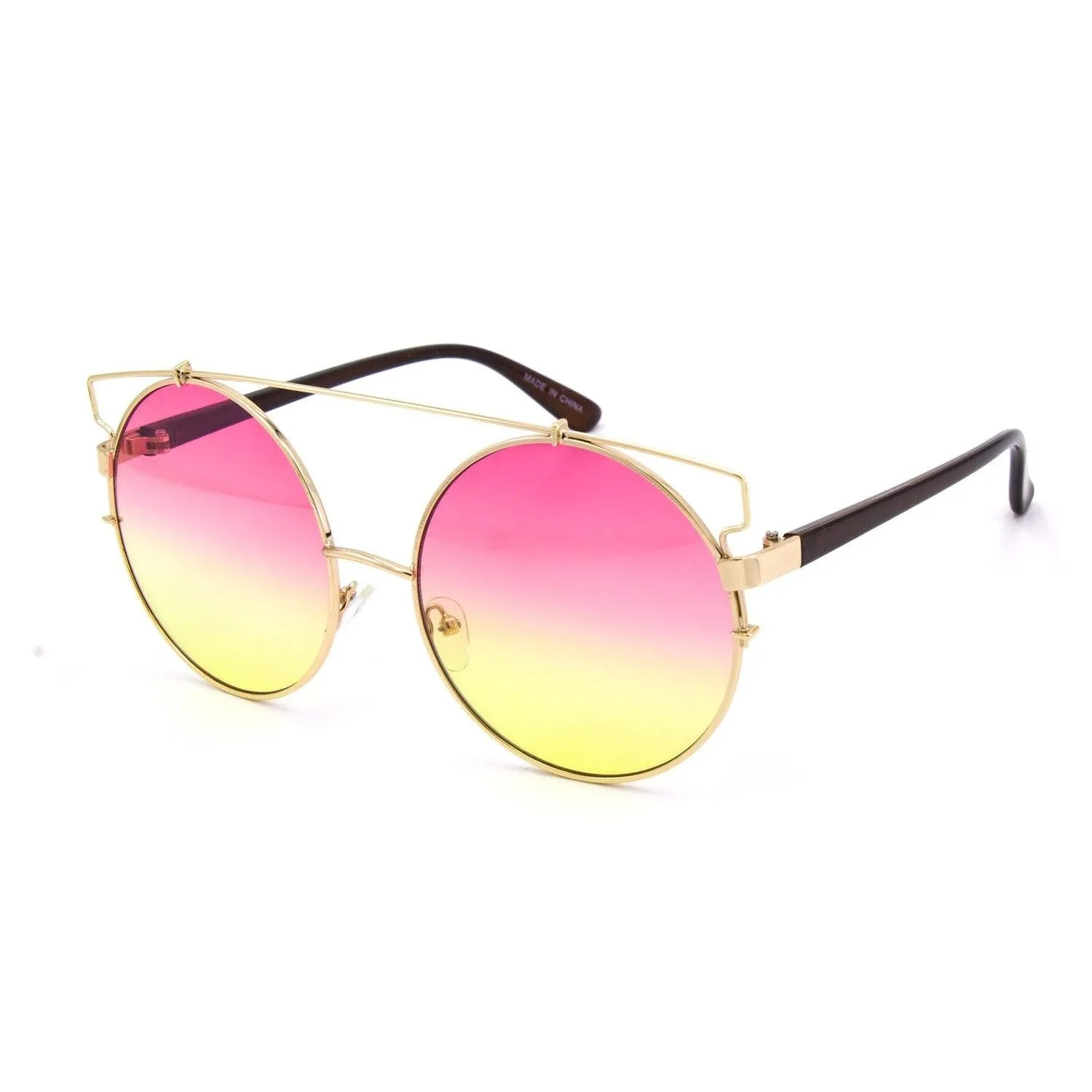 Fashion Round Sunglasses with Metal Bar