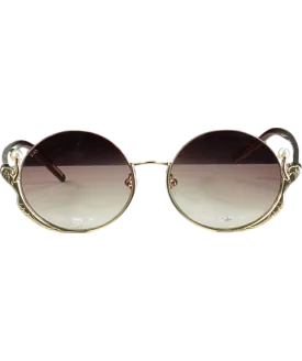 For Art's Sake Brown Round Frame Sunglasses One Size