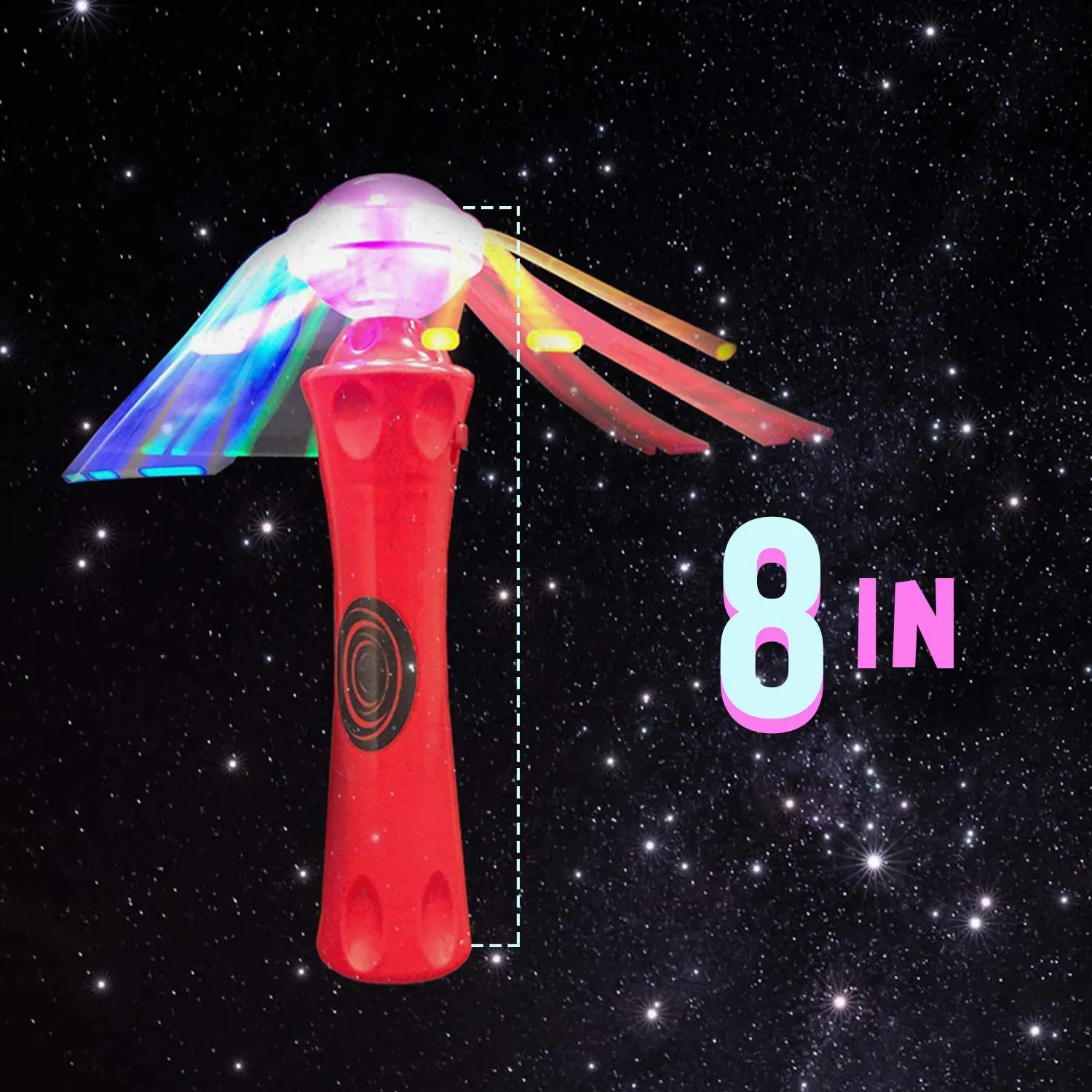 Kicko 8 Inch Light-Up Wands - 2 Pack - LED Orbit Spinner Toy - Red, Blue - for Carnival