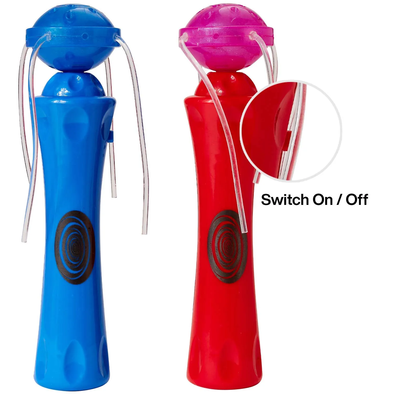 Kicko 8 Inch Light-Up Wands - 2 Pack - LED Orbit Spinner Toy - Red, Blue - for Carnival