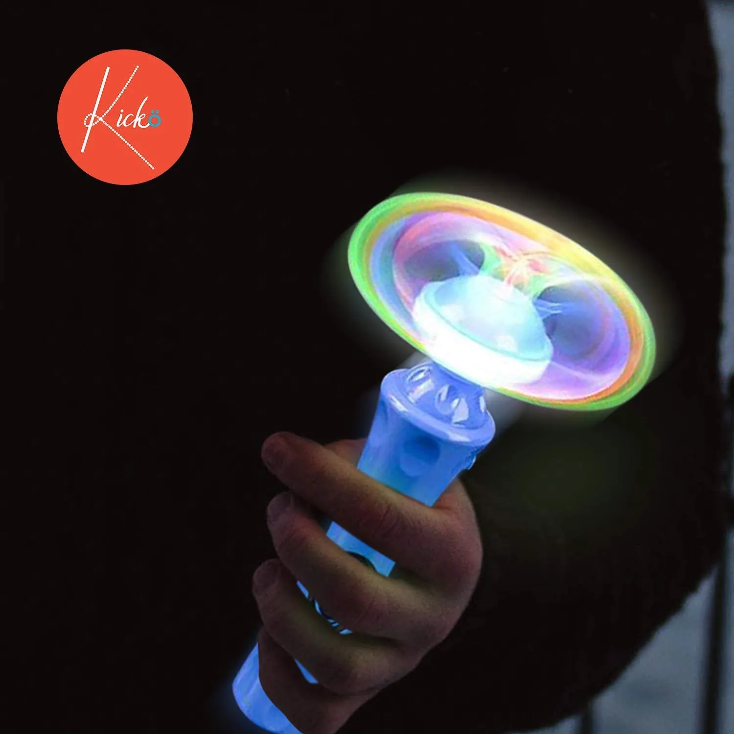 Kicko 8 Inch Light-Up Wands - 2 Pack - LED Orbit Spinner Toy - Red, Blue - for Carnival