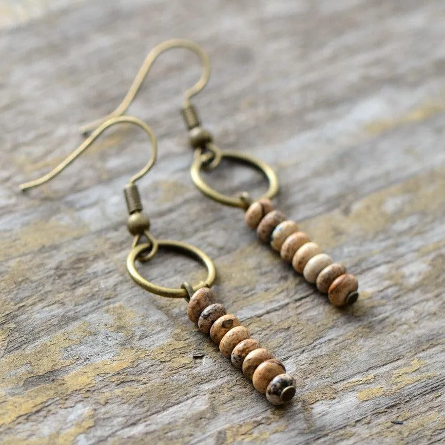 Ngawa Picture Jasper Dangle Earrings