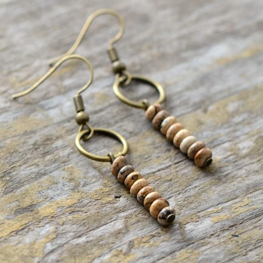 Ngawa Picture Jasper Dangle Earrings