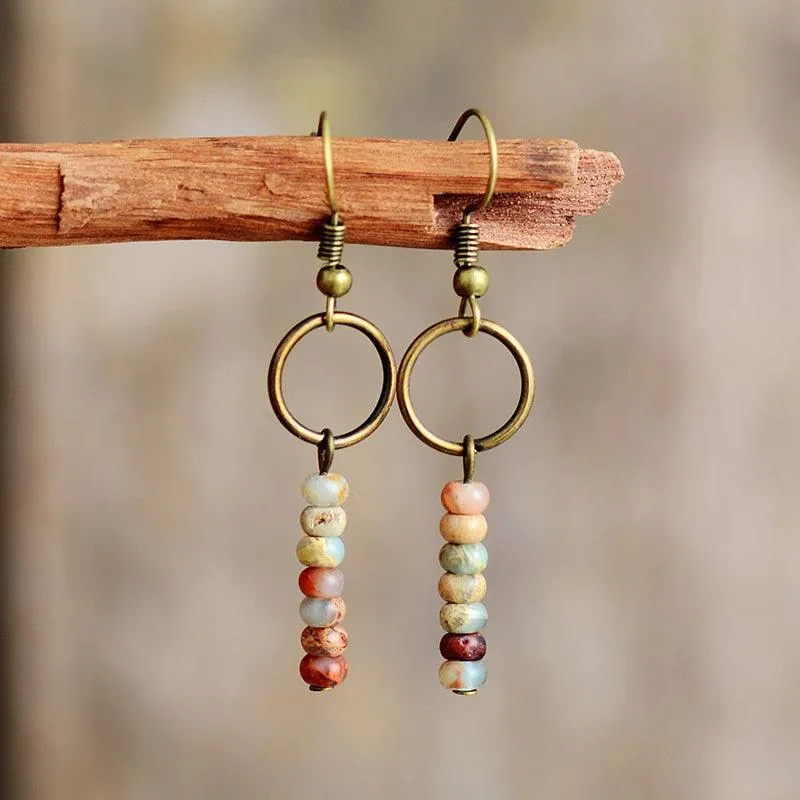 Ngawa Picture Jasper Dangle Earrings