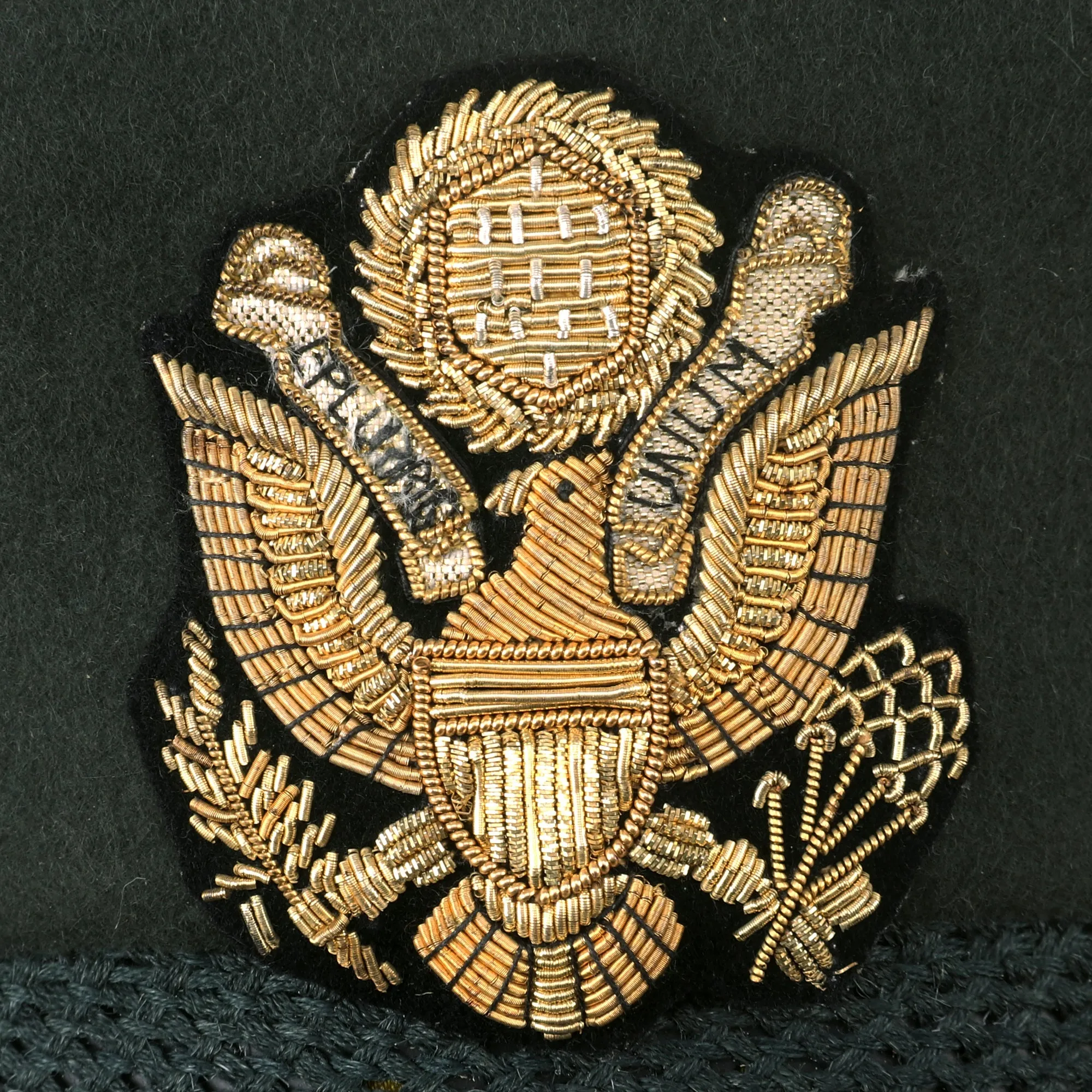 Original U.S. Vietnam War Era Major General Roland Haddaway del Mar Named “Green Service” Uniform Peaked Visor Cap With Bullion Embroidered Insignia - Commander 1st Armored Division (August 1960 – May 1961)