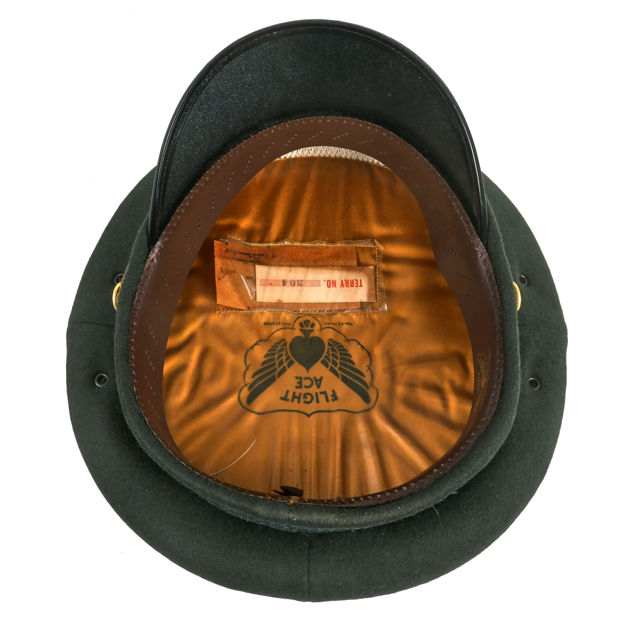 Original U.S. Vietnam War Era Major General Roland Haddaway del Mar Named “Green Service” Uniform Peaked Visor Cap With Bullion Embroidered Insignia - Commander 1st Armored Division (August 1960 – May 1961)