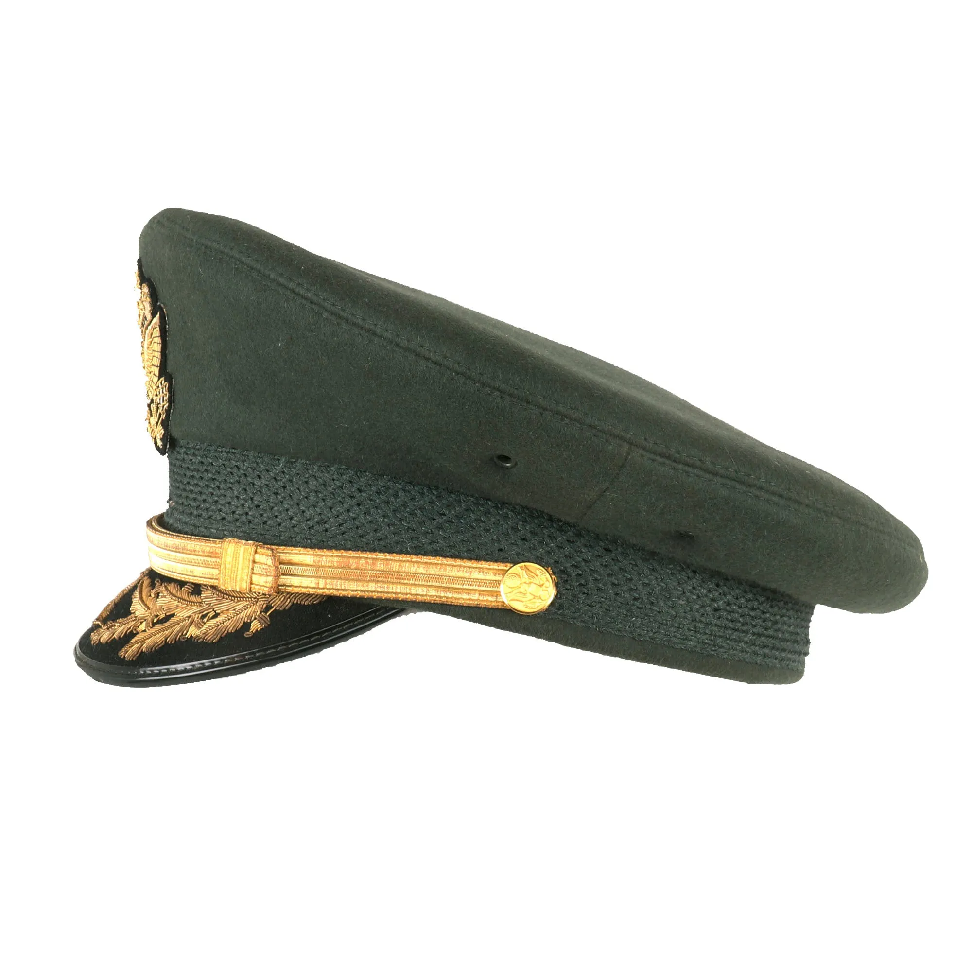 Original U.S. Vietnam War Era Major General Roland Haddaway del Mar Named “Green Service” Uniform Peaked Visor Cap With Bullion Embroidered Insignia - Commander 1st Armored Division (August 1960 – May 1961)