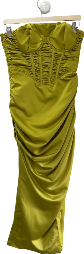 PrettyLittleThing Green Silk Chiffon Midi UK 10