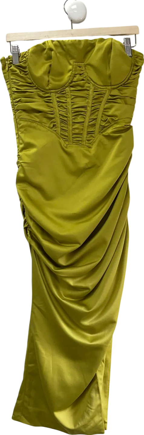 PrettyLittleThing Green Silk Chiffon Midi UK 10