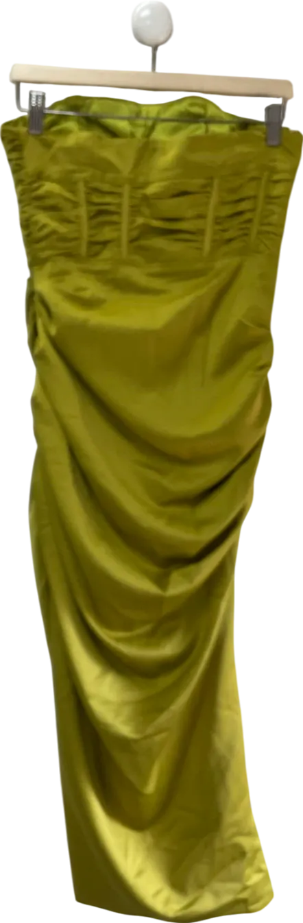 PrettyLittleThing Green Silk Chiffon Midi UK 10