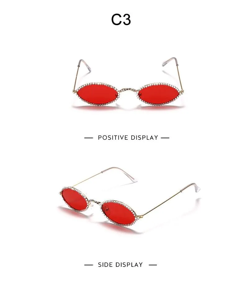 Retro Rhinestone Oval sunglasses