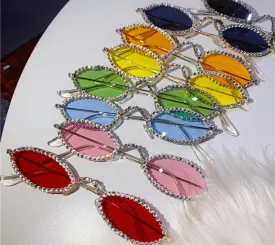 Retro Rhinestone Oval sunglasses