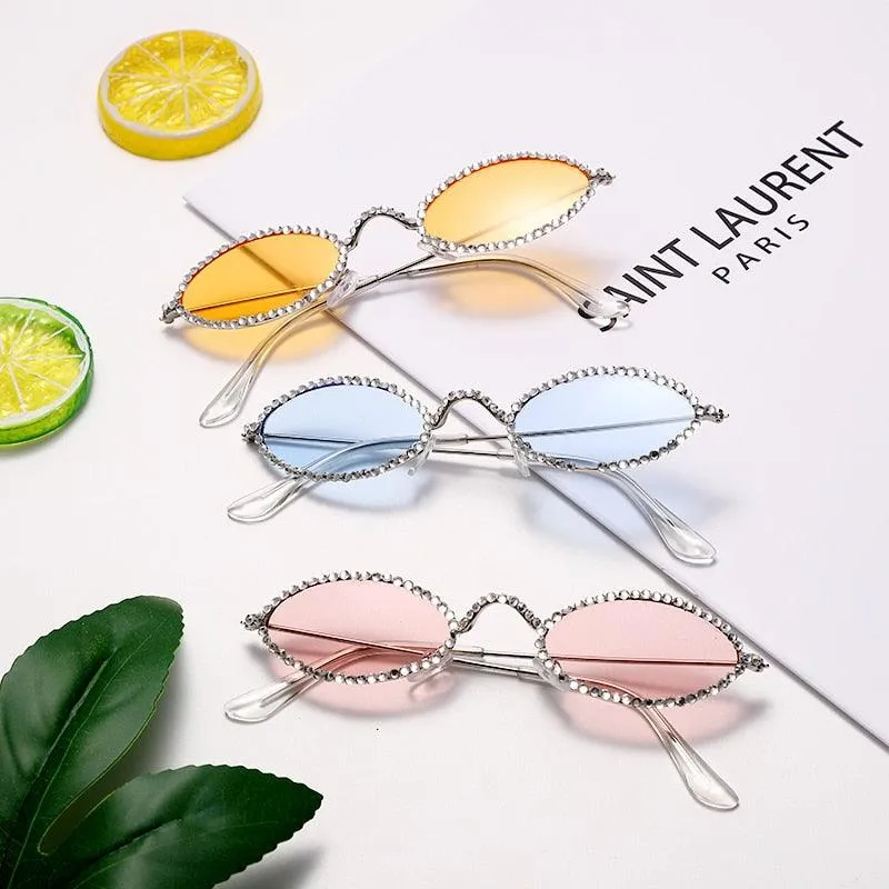 Retro Rhinestone Oval sunglasses