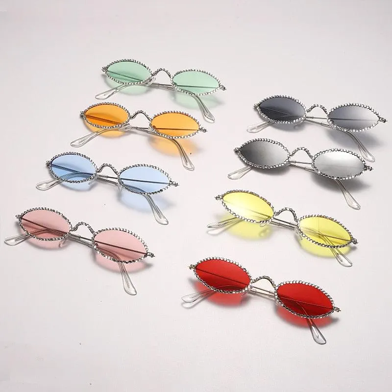 Retro Rhinestone Oval sunglasses