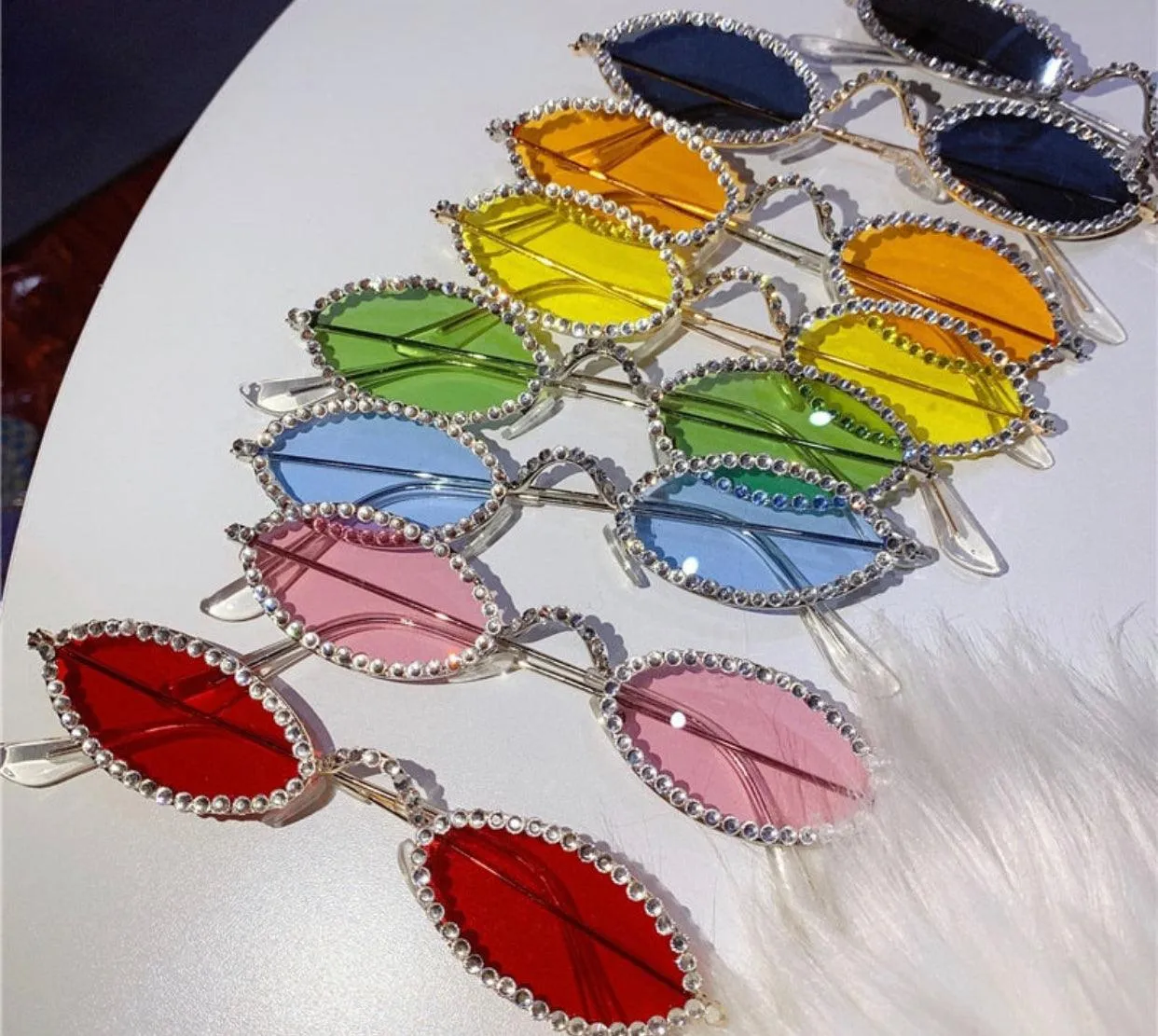 Retro Rhinestone Oval sunglasses