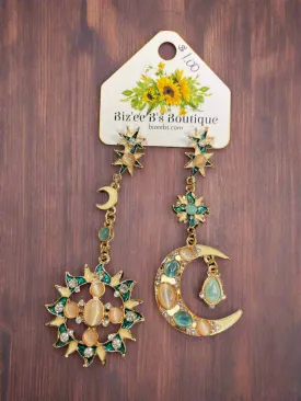 Sun and Moon Dangle Earrings