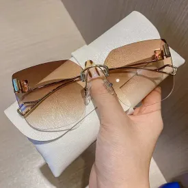 Vintage Brand Designer Sunglasses Fashion Oversized Rimless Sunglasses for Women